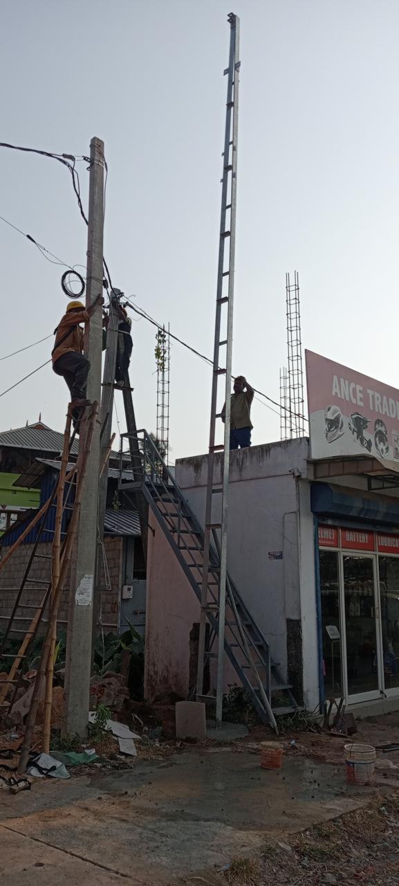 Electric pole work for Street Light AMC, Aroor Grama Panchayat